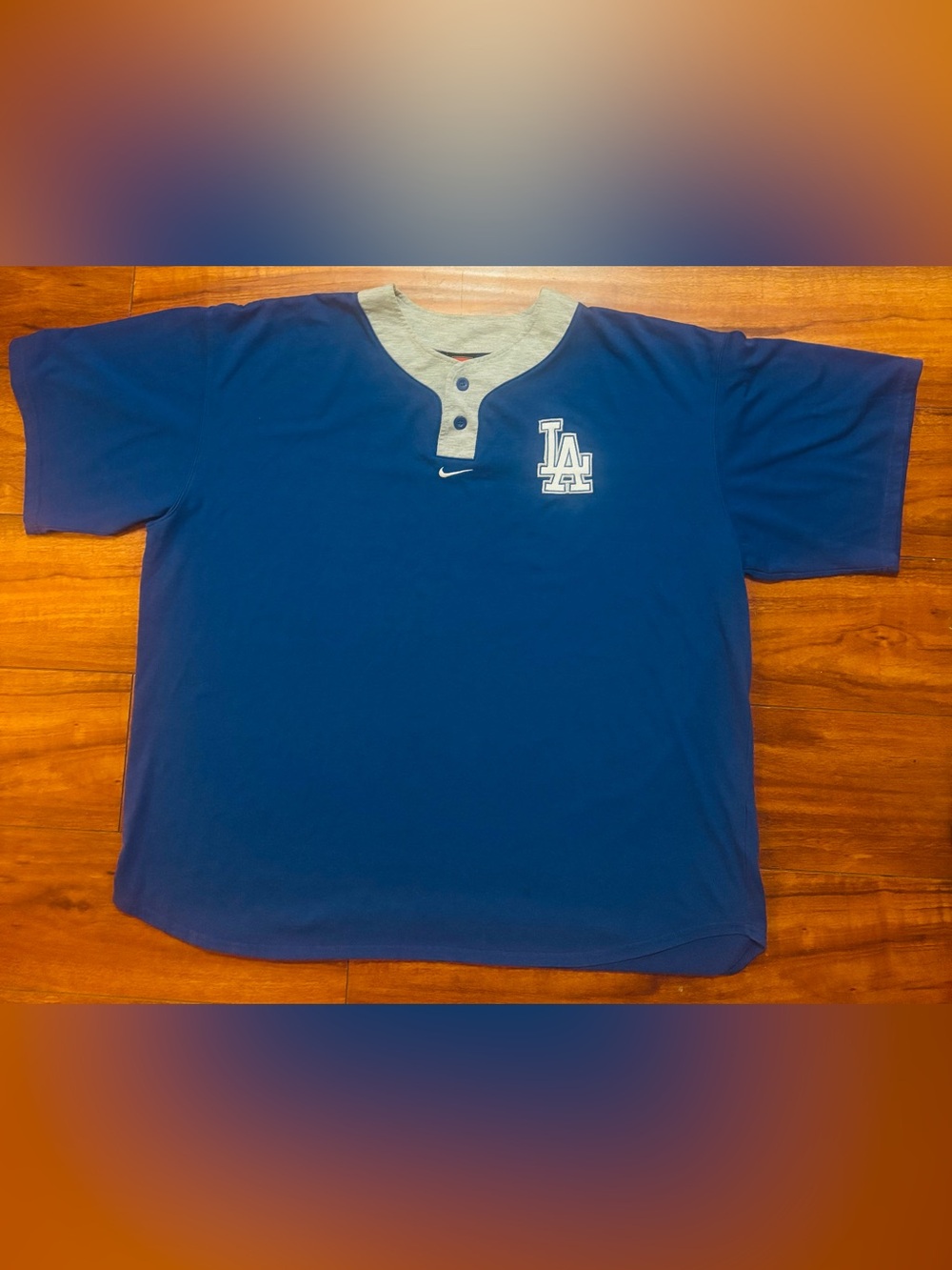 VTG Nike Los Angeles Dodgers Shirt Men's XXL Blue Gray Dri-FIT Raglan